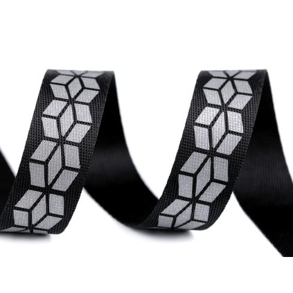 Popruh s reflexním potiskem šíře 20 mm (Varianta černá, Balení 1 m)