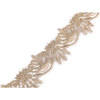 Zlatá krajka s lurexem šíře 64 mm (Varianta zlatá sv., Balení 1 m)