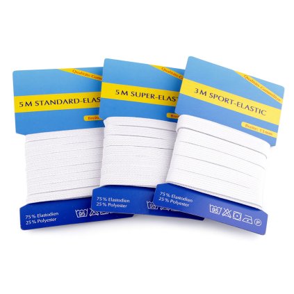 Prádlová pruženka na kartě šíře 6; 8; 13 mm sada (Varianta bílá, Balení 1 sada)