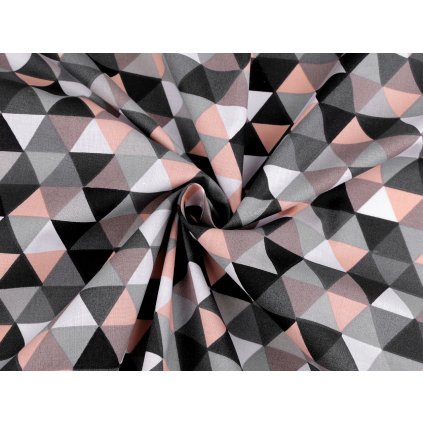 Bavlněná látka / plátno trojúhelníky (Varianta 1 (437) pudrová šedá, Balení 1 m)