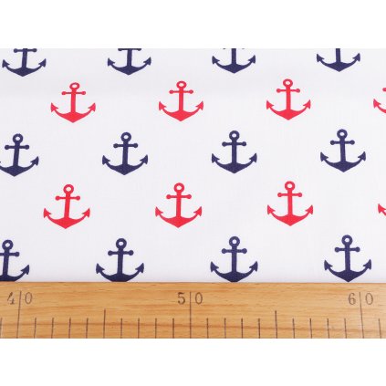 Bavlněná látka / plátno kotva (Varianta 2 (560) modrá tmavá, Balení 1 m)