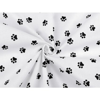 Bavlněná látka / plátno tlapky (Varianta 1 (144) bílá, Balení 1 m)