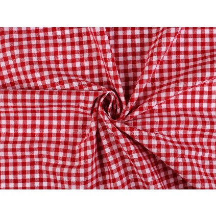 Bavlněná látka / plátno Kanafas malá kostka / káro (Varianta 1 červená, Balení 1 m)