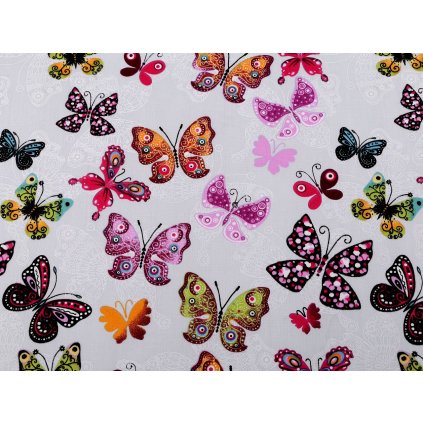 Bavlněná látka / plátno motýl (Varianta (22) šedá nejsvětlejší, Balení 1 m)