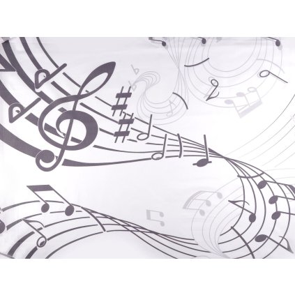 Bavlněná látka / plátno noty (Varianta bílá šedá, Balení 1 m)