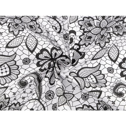 Bavlněná látka / plátno krajka (Varianta 1 bílá, Balení 1 m)