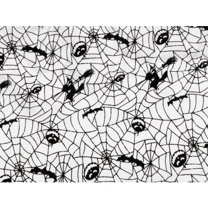 Dekorační satén Halloween / čarodějnice (Varianta 1 bílá, Balení 1 m)