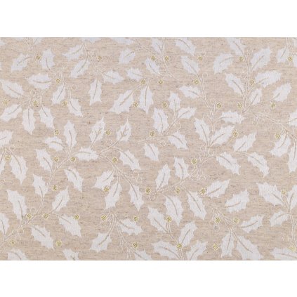 Vánoční žakárová látka s lurexovým zdobením (Varianta 1 režná světlá, Balení 1 m)