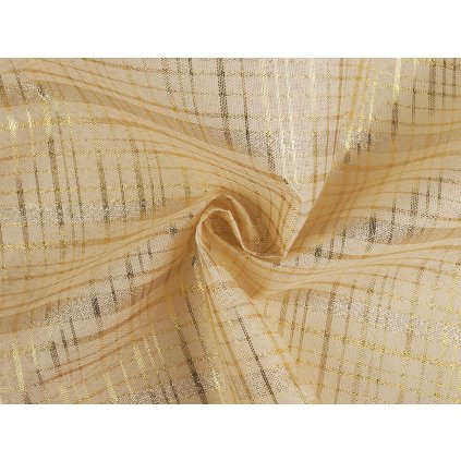 Vánoční dekorační metráž káro s lurexem (Varianta 2 (90 g/m²) režná světlá zlatá, Balení 1 m)
