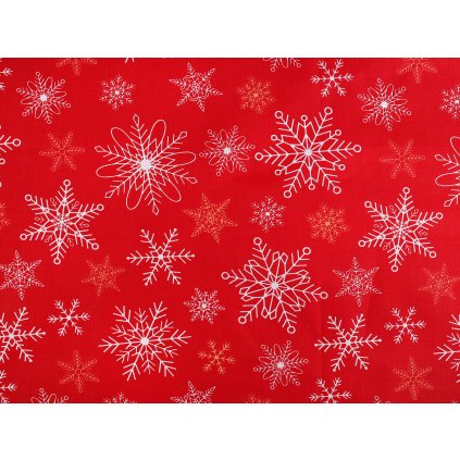 Vánoční bavlněná látka / plátno vločky (Varianta 1 CH62 červená, Balení 1 m)