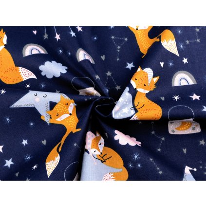 Bavlněná látka / plátno liška (Varianta 1 (97) modrá tmavá, Balení 1 m)