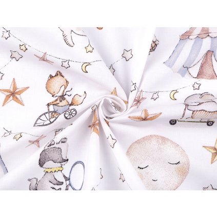 Bavlněná látka / plátno kočky (Varianta 3 999t bílá zelená, Balení 1 m)