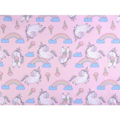Bavlněná látka / plátno jednorožec (Varianta 1 (22180-4) růžová sv., Balení 1 m)