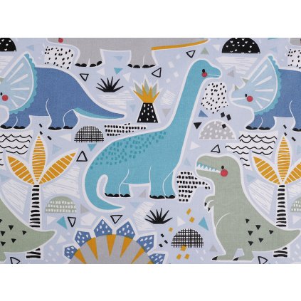 Bavlněná látka / plátno dinosaurus (Varianta 1 (49) modrá světlá, Balení 1 m)