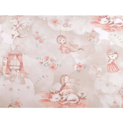 Bavlněná látka / plátno holčička (Varianta 1 (945) béžová světlá růžová, Balení 1 m)