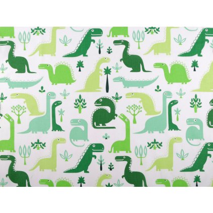 Bavlněná látka / plátno dinosaurus (Varianta zelená, Balení 1 m)
