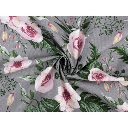 Bavlněná látka / plátno růže (Varianta 1 (1135N) bílá, Balení 1 m)