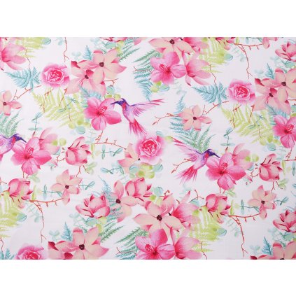 Bavlněná látka / plátno květy (Varianta (246) bílá, Balení 1 m)