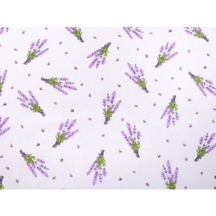 Bavlněná látka / plátno levandule (Varianta 1273 bílá, Balení 1 m)