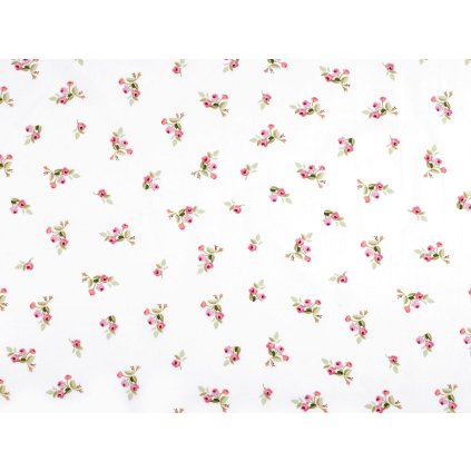 Bavlněná látka / plátno růžičky (Varianta (1701) bílá, Balení 1 m)