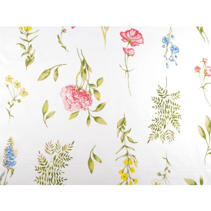 Bavlněná látka / plátno luční květy (Varianta (22434-2) hnědá přírodní, Balení 1 m)