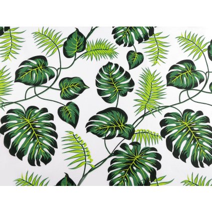 Bavlněná látka / plátno listy (Varianta zelená, Balení 1 m)