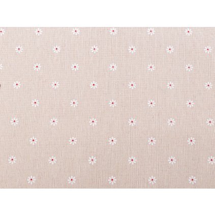 Bavlněná metráž / imitace lnu hrubší, květy (Varianta režná, Balení 1 m)