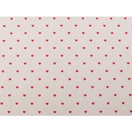 Bavlněná metráž / imitace lnu hrubší, srdce (Varianta režná, Balení 1 m)