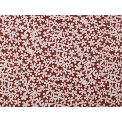 Bavlněná metráž / imitace lnu hrubší, květy (Varianta 1 červená tmavá, Balení 1 m)