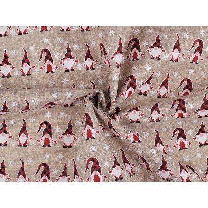 Vánoční dekorační metráž skřítek (Varianta režná přírodní, Balení 1 m)