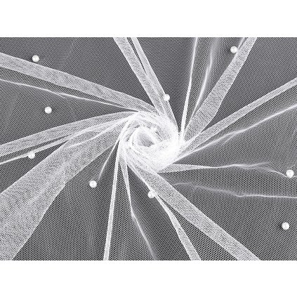 Tyl jemný s perlami (Varianta 1 bílá, Balení 1 m)