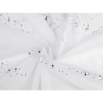 Tyl s flitry (Varianta 1 bílá stříbrná, Balení 1 m)