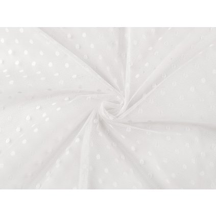 Tyl jemně pružný s puntíky (Varianta 1 bílá, Balení 1 m)