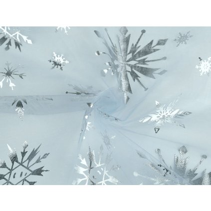 Organza s vločkami (Varianta 1 modrá ledová, Balení 1 m)