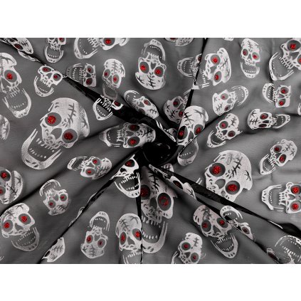 Organza Halloween / lebky s glitry (Varianta 1 bílá, Balení 1 m)