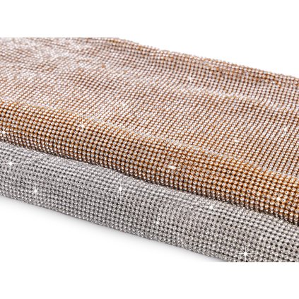 Štras v metráži zlatá, stříbrná 39x116 cm (Varianta 1 stříbrná, Balení 1 ks)