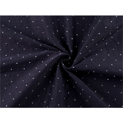 Oděvní strečová látka s kamínky hotfix (Varianta 1 modrá tmavá, Balení 1 m)