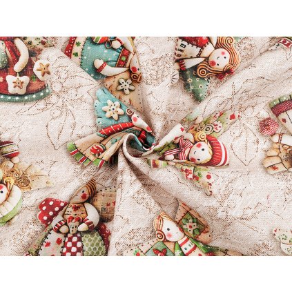 Vánoční látka se strukturou Half panama anděl (Varianta béžová světlá, Balení 1 m)