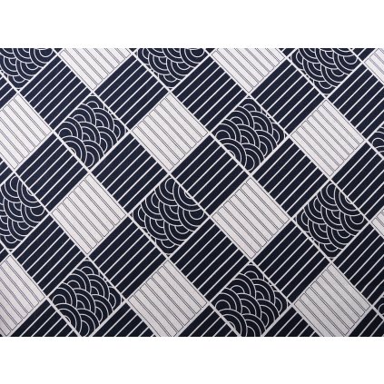 Bavlněná metráž / imitace lnu hrubší (Varianta režná modrá tmavá, Balení 1 m)