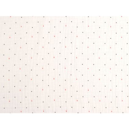 Mušelín / dvojitá gázovina puntíky (Varianta Off White, Balení 1 m)