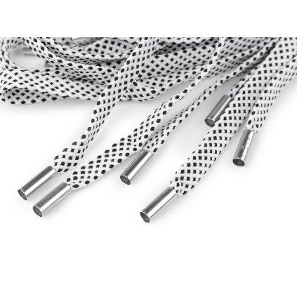 Oděvní šňůra s koncovkami do kapucí, délka 135 cm (Varianta bílá černá, Balení 100 ks)