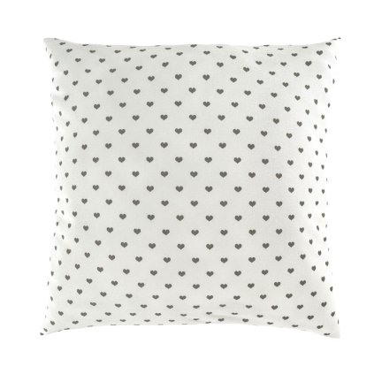 Povlak na polštář flanelový 40x40cm SRDÍČKA šedá (Rozměry povlaků na polštáře 40x40cm)