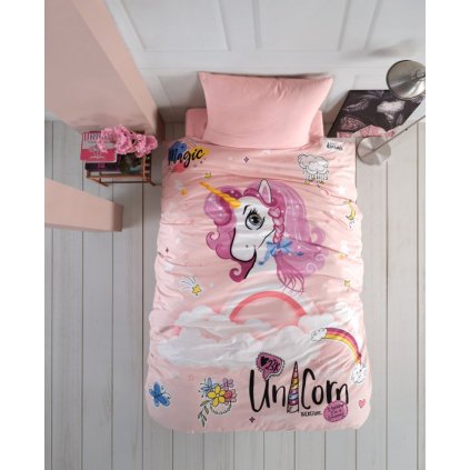 lozni povleceni pro mlade 140x200 70x90cm unicorn ruzove 881752 1 wm0