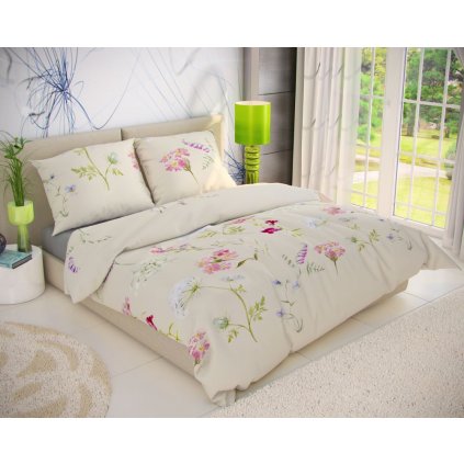 klasicke lozni bavlnene povleceni delux 140x200 70x90cm botanica smetanova 424967 0 wm0