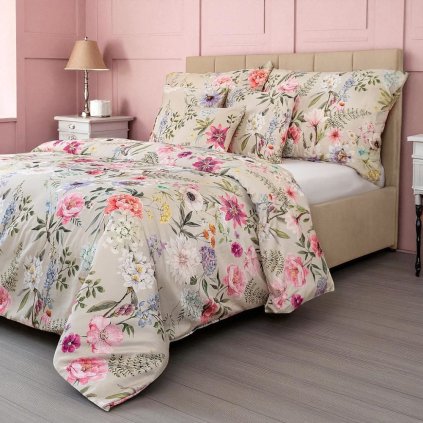 Saténové povlečení LUXURY COLLECTION Botanica elegance (Rozměr povlečení 1+2, 240x200, 70x90cm)