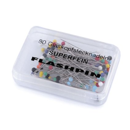 Špendlíky se skleněnou hlavičkou délka 34 mm (Varianta mix, Balení 1 krab.)