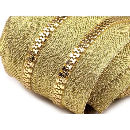 Zip kostěný No 5 metráž zlato a stříbro (Varianta 1 zlatá, Balení 1 m)
