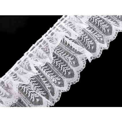 Silonová krajka / volánek šíře 85 mm řasená (Varianta 4 černá, Balení 13.5 m)