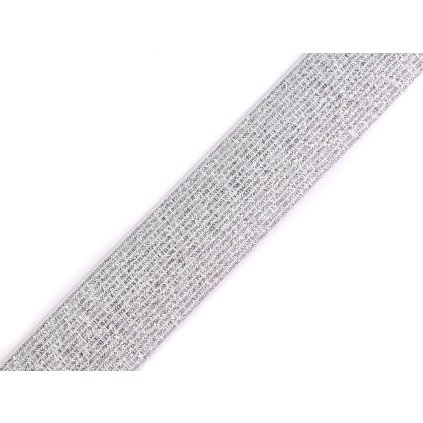 Pruženka s lurexem šíře 30 mm (Varianta 1 bílá stříbrná, Balení 1 m)