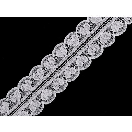 Silonová krajka / vsadka srdce šíře 30 mm (Varianta 1 Off White, Balení 18 m)